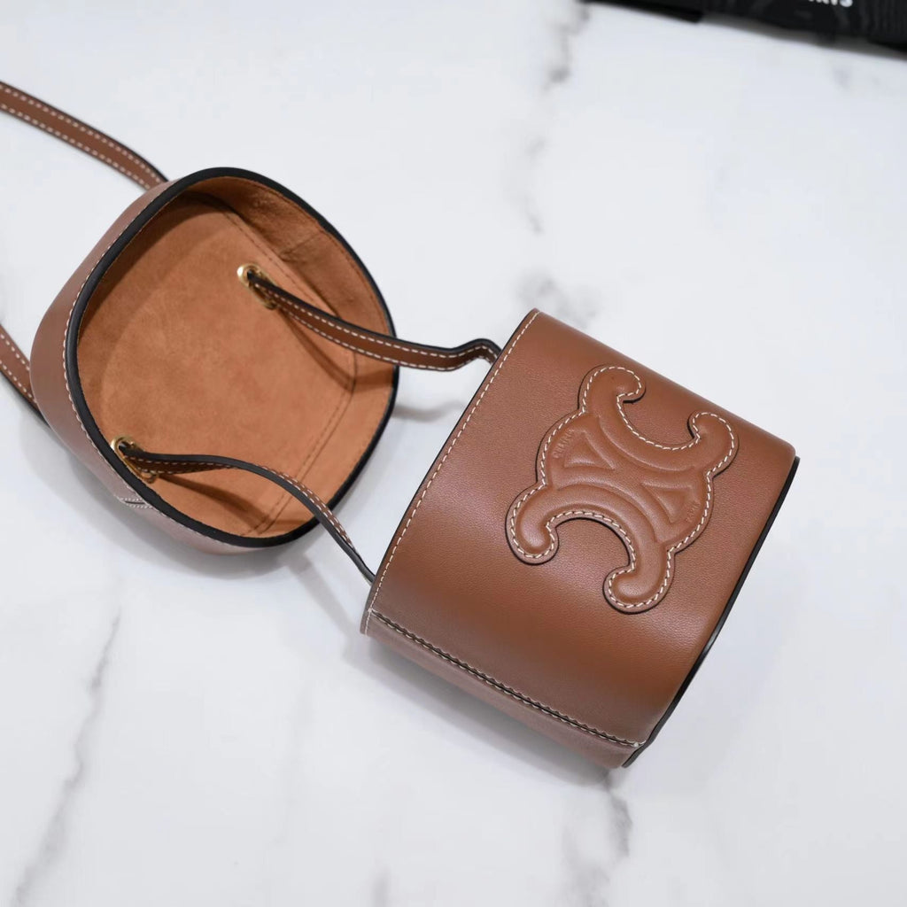 CELINE SQUARE BOX CROSSBODY BAG 11 CINNAMON BROWN CALFSKIN