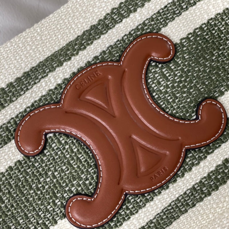CELINE TRIOMPHE 29 FABRIC WHITE BLACK WITH BROWN LOGO