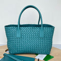 BOTTEGA VENETA SMALL CABAT 32 IN TEAL BLUE LAMBSKIN