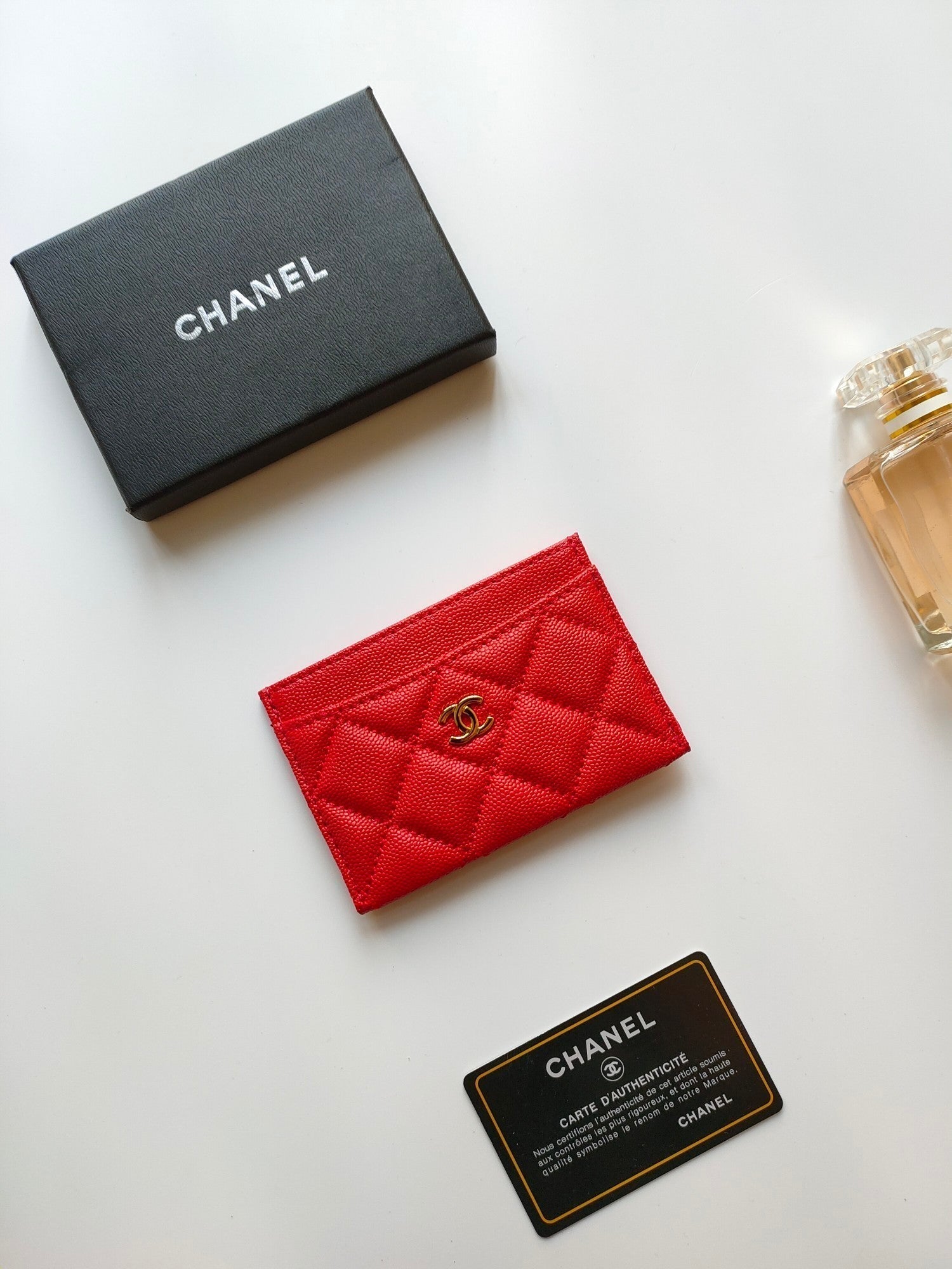 CHANEL CARD HOLDER 11.2 ROSE GRAINED CALFSKIN GOLD ICON